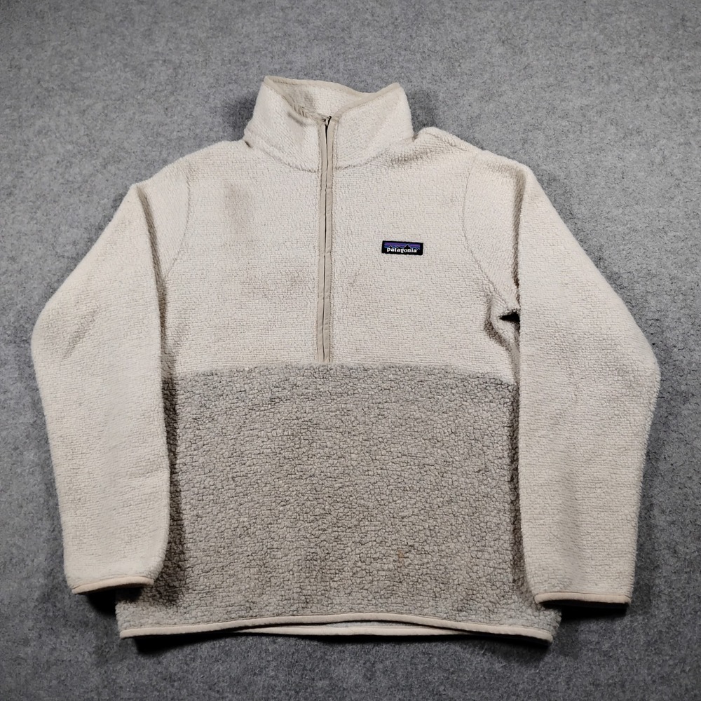 Patagonia Women's Birch White Reclaimed Fleece Colorblock Quarter Zip Pullover S